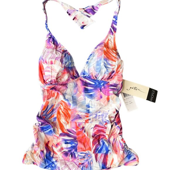 NWT GOTTEX PROFILE SANIBEL V-NECK HALTER TANKINI TOP - Picture 2 of 3